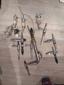 Beer taps, keg couplers, beer gas regulator, beer fobs