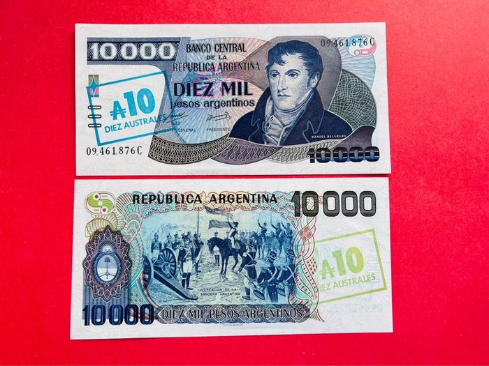 Argentina  10 Australes Overprint 1985. PICK 322a   ( Uncirculated )