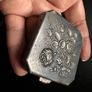 Vintage Floral Powder Compact  Silver-Tone Metal Image 9