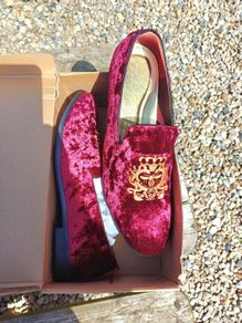 Embroidered Velvet Slipon Shoes