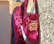 Embroidered Velvet Slipon Shoes