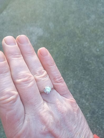 Diamond cluster engagement ring with papers