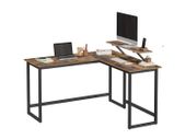 L-shaped computer desk Office Desk  with movable monitor top, corner desk, office, study, gaming, space-saving, easy mounting, metal, vintage brown-black
