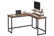 L-shaped computer desk Office Desk  with movable monitor top, corner desk, office, study, gaming, space-saving, easy mounting, metal, vintage brown-black