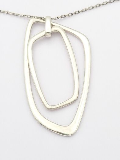 Geometric 925 Silver Pendant On Sterling Italian Chain