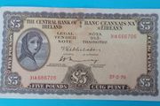 Irish 1970 Lavery Five pound banknote in A/Unc condition