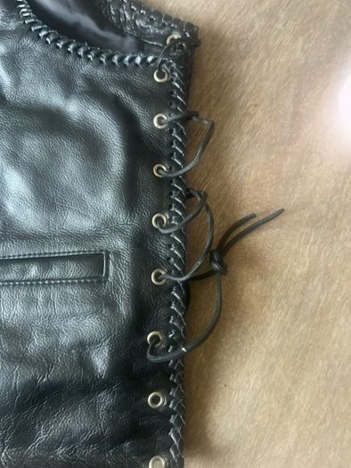 Men's Biker style leather waistcoat