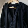 Iris & Ink Black Organic Cotton Tiered Midi Dress V Neck Balloon Sleeve Cottagecore Boho Image 2