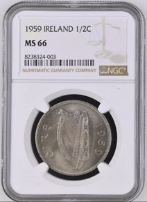 Ireland 1959 | Half Crown | Irish 2s6d | Horse | KM.16a | MS 66