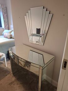 Mirrored vanity table and mirror