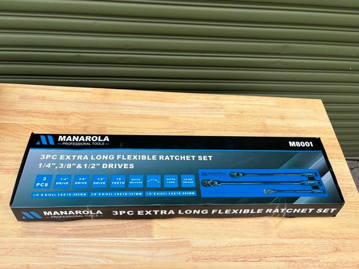 MANAROLA 3-Piece Extra Long Flexible Ratchet Set