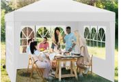 Waterproof 3x3m Gazebo White with 4 side walls