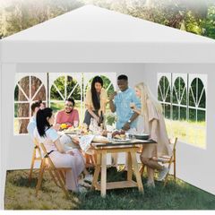 Waterproof 3x3m Gazebo White with 4 side walls