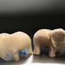 Pair of heavy white marble elephant bookends Image 3