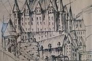 Antique Pen and Ink Drawing.Apollo Gallery,. c.1910 "Rue sous Le Font Quebec"
