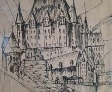Antique Pen and Ink Drawing.Apollo Gallery,. c.1910 "Rue sous Le Font Quebec"