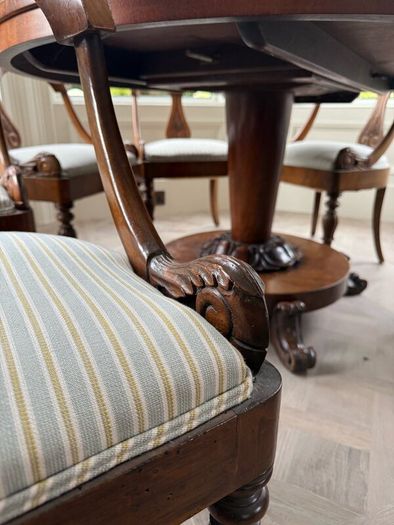 William IV style flame mahogany table & chairs