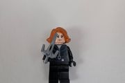 100% Lego SH0922: Black Widow - Black Jumpsuit, Dark Orange Short Hair, Printed Legs, Printed Arms
