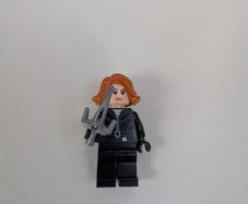 100% Lego SH0922: Black Widow - Black Jumpsuit, Dark Orange Short Hair, Printed Legs, Printed Arms