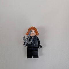 100% Lego SH0922: Black Widow - Black Jumpsuit, Dark Orange Short Hair, Printed Legs, Printed Arms