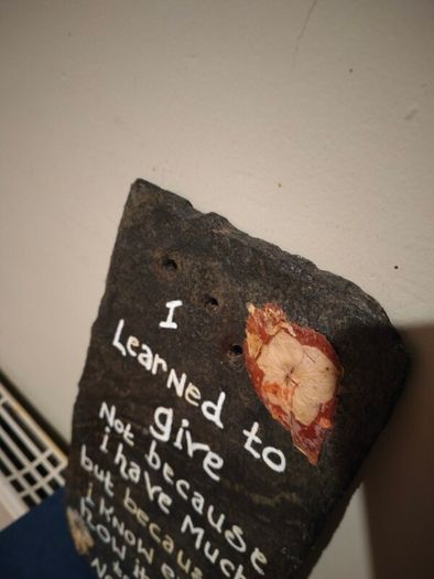 Hand written slate, The slate over 100 years old, reclaimed from the roof of an old building with original nail holes