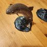 Beswick Leaping Brown Trout Vintage X 2. Model 1032 Trout. 16cm Heigh.  Model No 1390 Trout 11cm Heigh. See Photos. Image 4