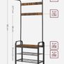 Coat Rack, Coat Stand with Shoe Storage Bench, 4-in-1 Design, with 9 Removable Hooks, a Clothes Rail, for Hallway, Entrance, 33.7 x 77 x 183 cm, Industrial, Rustic Brown and Black (FREE POSTAGE) Image 5