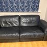 Black leather Natuzzi sofa and two chairs Image 3