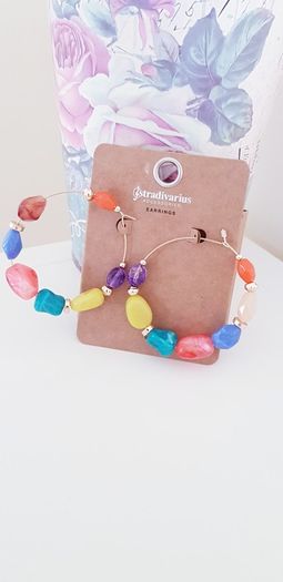 Hoop Earrings with Coloured Stones