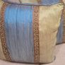 Luxury Decorative Cushions x2 in Blue and Chartreuse Crinkled Shot Silk Finish Image 7