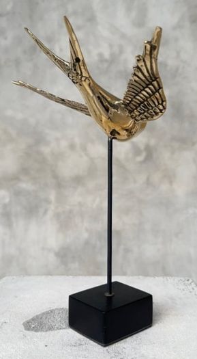 Flying Swallow Tabletop Figurine - Polished Bronze
