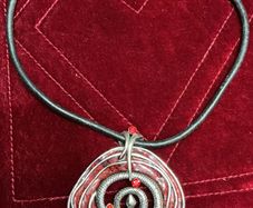 Gothic serpent pendant necklace featuring Red Accents: