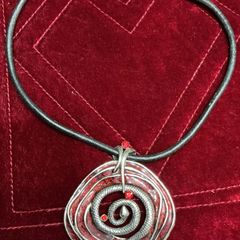 Gothic serpent pendant necklace featuring Red Accents: