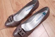 JB Martin Taupe Brown Leather Buckle Detail Heels Pumps Court Shoes 4UK/37EU