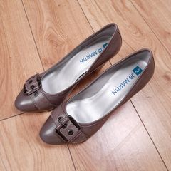JB Martin Taupe Brown Leather Buckle Detail Heels Pumps Court Shoes 4UK/37EU