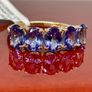 Gold 9K (375) Yellow Gold Premium Tanzanite 5 Stone Ring 4.00 Ct. Image 7