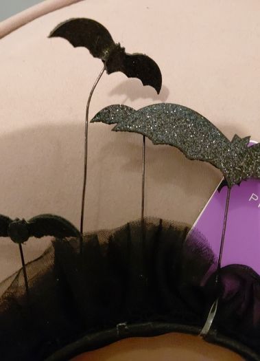 girls fancy dress black glitter bat hairband