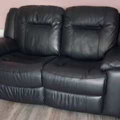 2 Seater Black Leather recliner