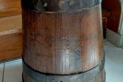 Antique French butter churn upcycled to umbrella or walking stick holder