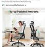 Ergonomic Desk Chair -Dual Backrest Design with 2D Lumbar Support & Adjustable Headrest. Swivel Computer Chair with Flip-up Padded Armrest, Thickened Seat for Home/Work/Gaming Image 3