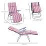 Set of 2 Garden Sun Lounger Outdoor Reclining Seat Cushioned Seat Foldable Adjustable Recliner Red and White Image 2