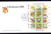 1989 Guernsey Christmas "Christmas Tree Decorations" Sheet Commemorative Stamps Official First Day Cover (FDC)