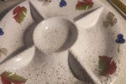 Vintage C.E.P.A. ceramic hand decorated made in Italy 5 section dip tray harvest leaves