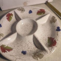 Vintage C.E.P.A. ceramic hand decorated made in Italy 5 section dip tray harvest leaves