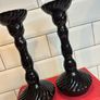 Black Glass Candlesticks Image 2
