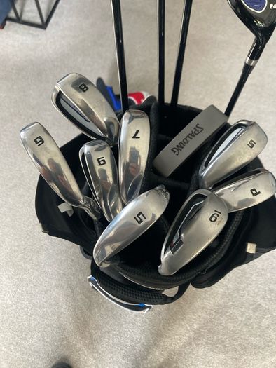 Spalding golf clubs and bag