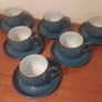 Fabulous Collectable Vintage Set of Six Denby Stoneware Cup and Saucer Duos in the Stunning and Popular Midnight Pattern, Mint Condition Image 3