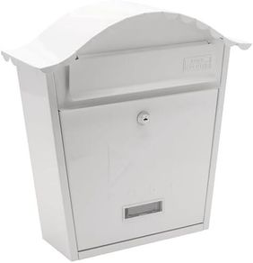 White Classic Wall Mounted Galvanised Steel Lockable Weatherproof Post Box