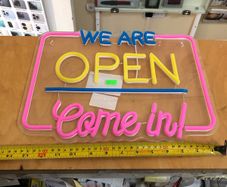 Large We Are Open Come In Neon LED Sign Business House Garage
