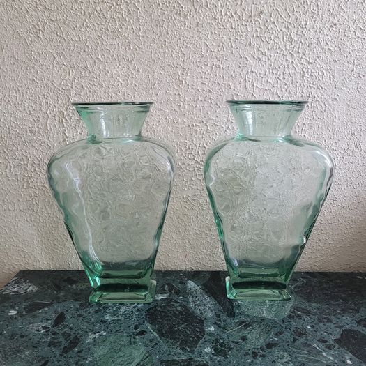 Vintage pair of XL parlane glass vases